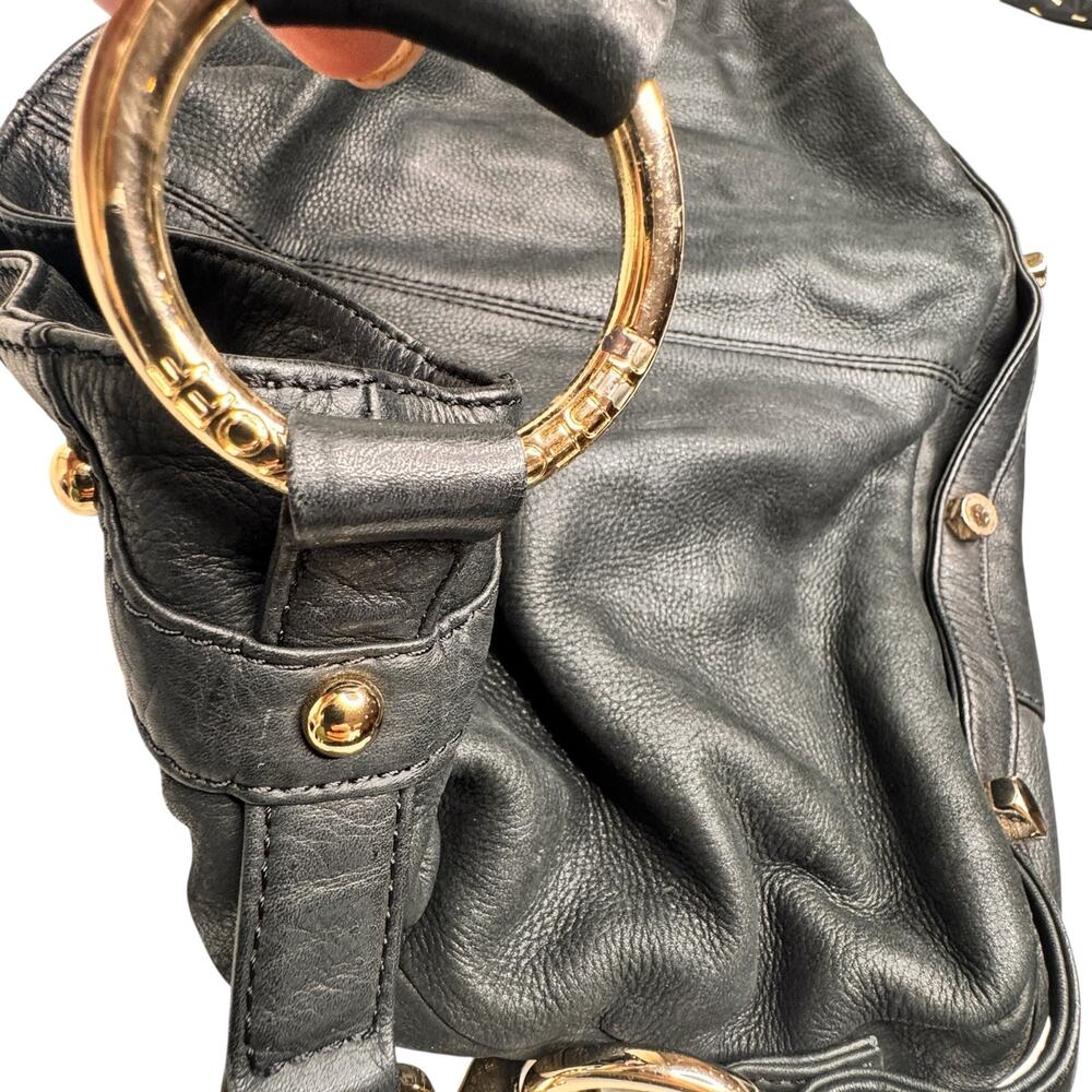 Rebecca Minkoff Black  Hobo Leather Moto Handbag Purse with Dust Cover Bag - Picture 8 of 13